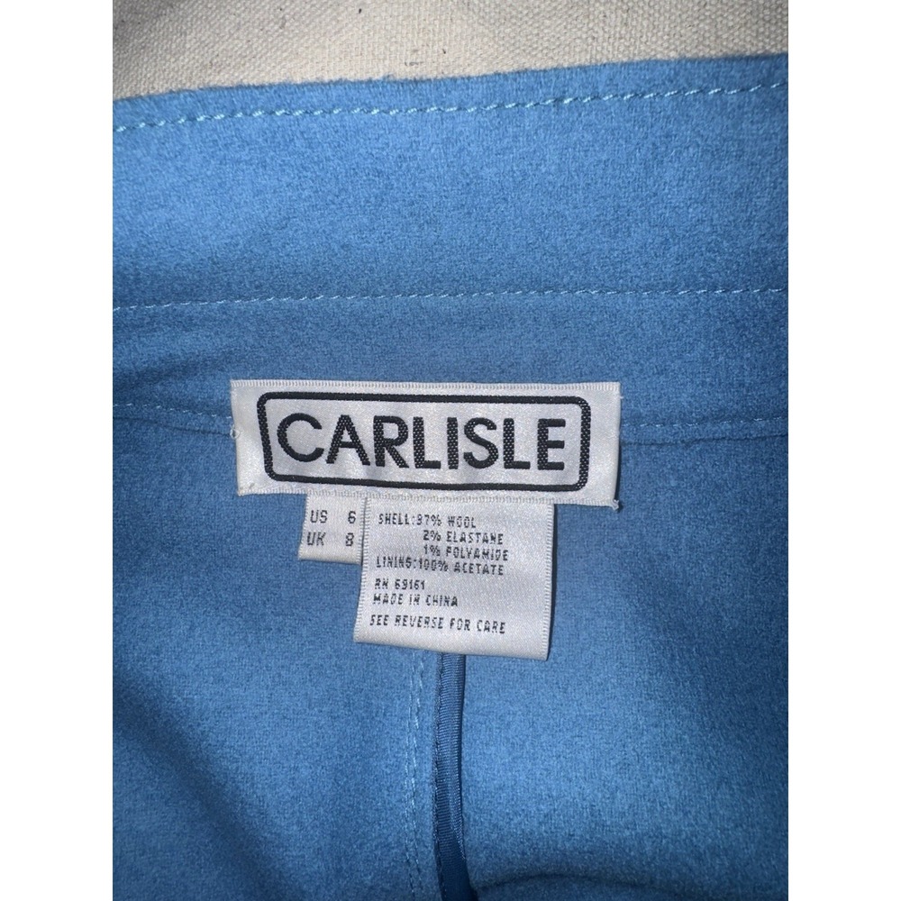 Vintage Carlisle Suit Set Sz 4 6 Blue Wool Blend Tweed Blazer Jacket Skirt - Picture 9 of 15